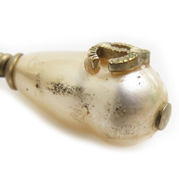 CHANEL White Pearl Logo Earrings - Picture 4 of 5